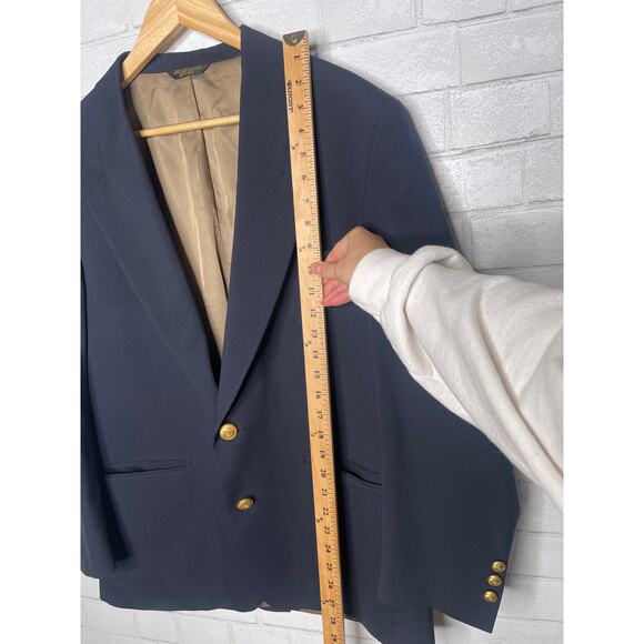 Turnbury Men's 42R Navy Blue 100% Wool Blazer Gold Buttons Jacket Old Money EUC - Picture 8 of 9